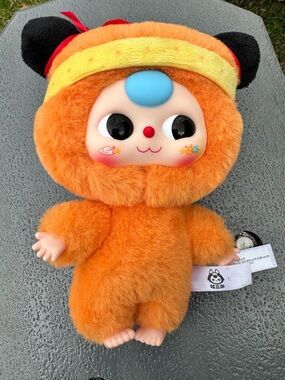 Rare Cureplaneta Baby Three Havoc in Heaven Series -Orange Plush Monkey Keychain